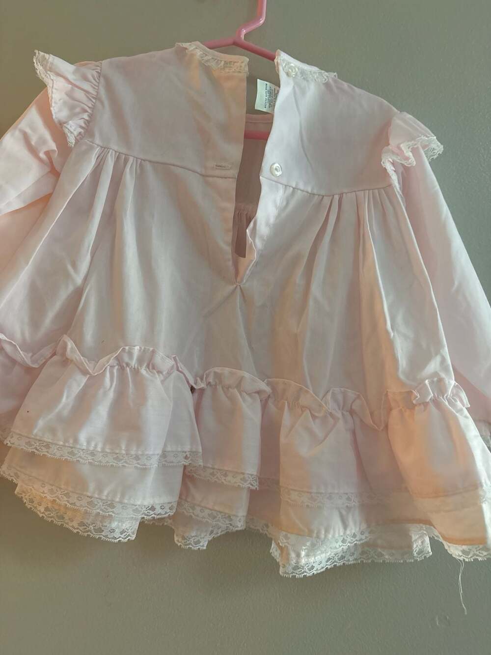 Alexis Vintage Pink Lace Ruffle Baby Girl Dress 24 Months - Picture 6 of 6